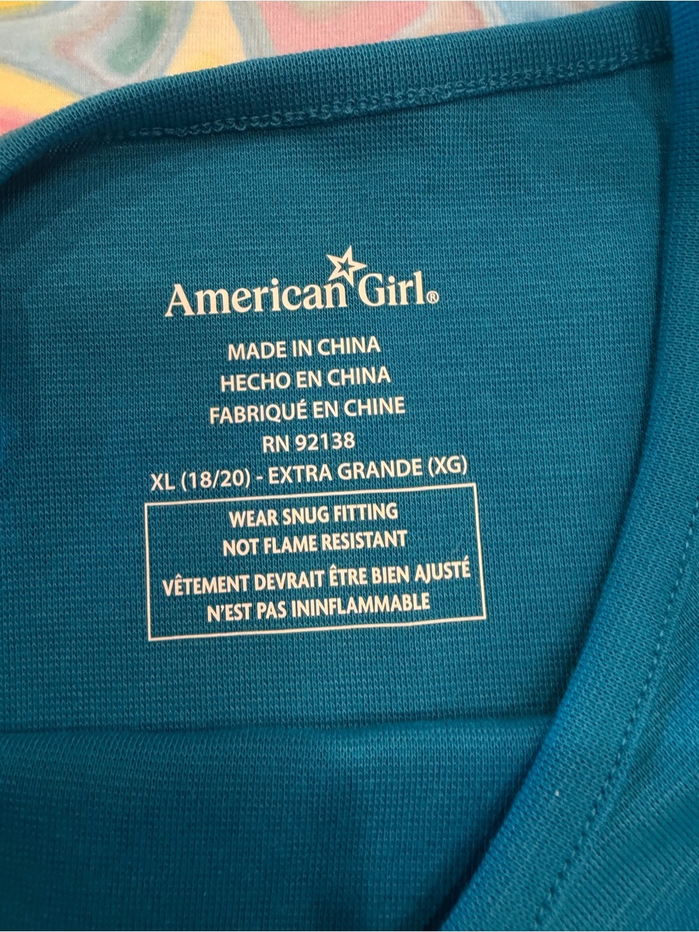 American Girl Teal Tank Top with Pastel Swirl Pajama Pants - Picture 3 of 5